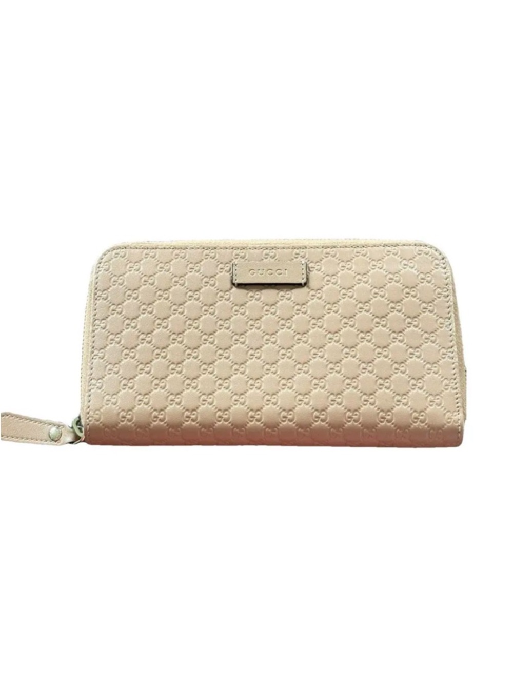 Gucci Beige GG micro Guccissima Embossed Zip-Around Wallet with box - Picture 10 of 12
